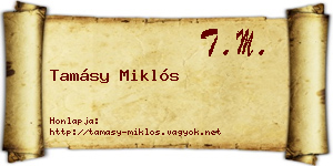 Tamásy Miklós névjegykártya